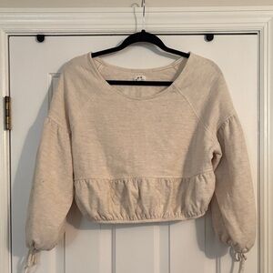 Aerie Off-White Cropped Hoodie